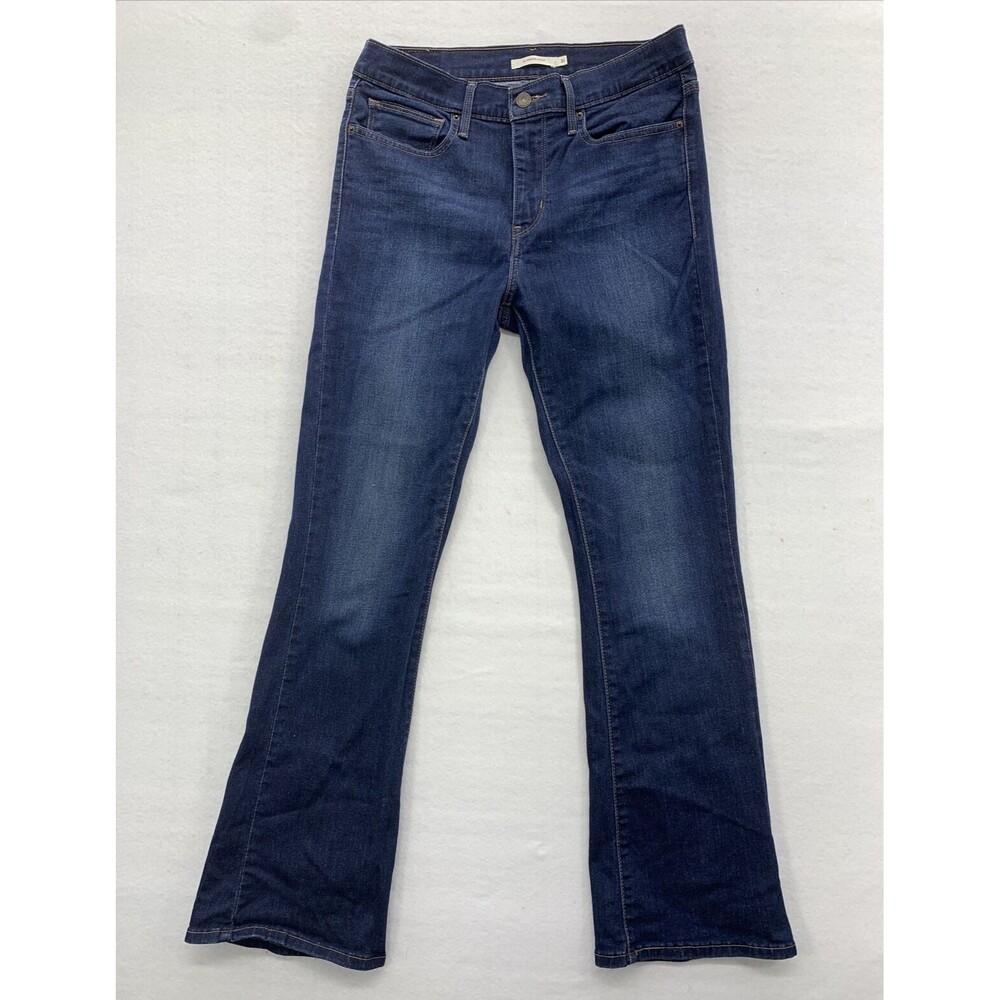 Levi Denim Jeans Size 31 Dark Wash Distressed Slimming Boot Midrise